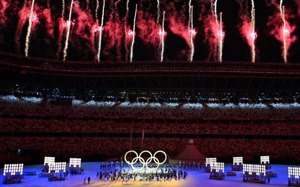 Momento colorido da abertura dos Jogos Olímpicos de Tóquio