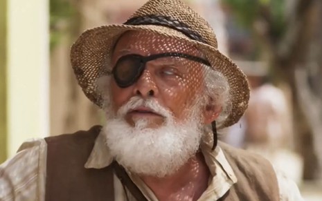 Everaldo Pontes caracterizado como Adamastor na novela Mar do Sertão