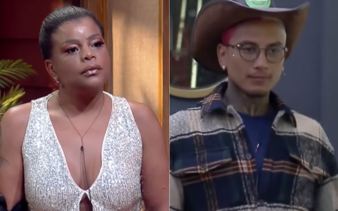 Montagem com imagens de Tati Quebra Barraco (à esq.) e Dynho Alves em A Fazenda 13