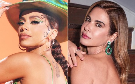 Montagem de fotos com Anitta e Luciana Gimenez em imagens publicadas no Instagram