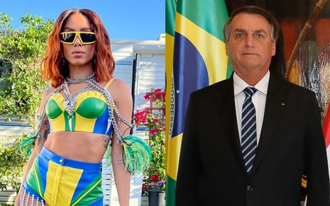 Montagem de Anitta e Jair Bolsonaro