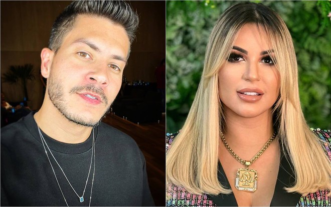Montagem de fotos de Arthur Aguiar e Deolane Bezerra