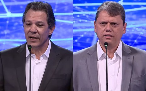 Montagem com Fernando Haddad (PT) e Tarcísio de Freitas (Republicanos)