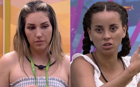 Montagem de fotos com Amanda Meirelles e Domitila Barros no BBB 23, da Globo