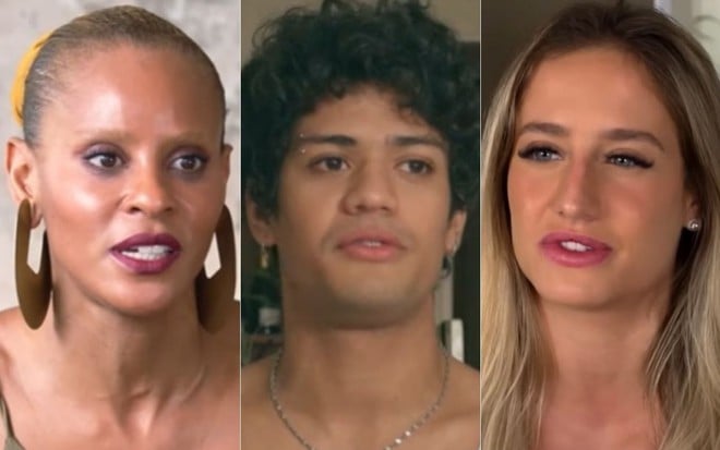 Montagem de fotos com Aline Wirley, Gabriel Santana e Bruna Griphao, que estão no 11º paredão do BBB 23