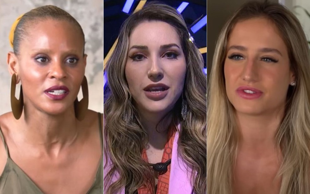 Montagem de fotos com Aline Wirley, Amanda Meirelles e Bruna Griphao, que estão na votação da final do BBB 23