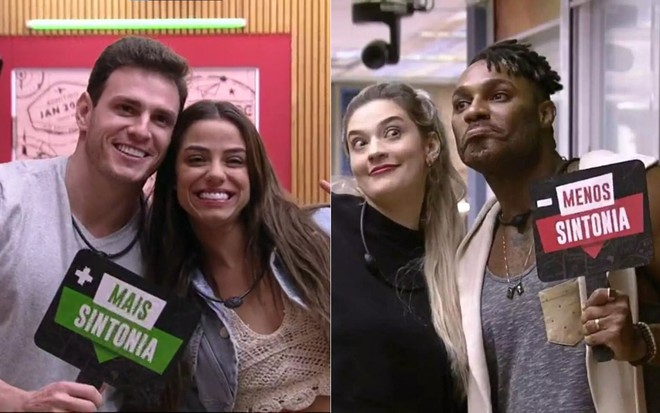 Montagem de fotos com duplas Gustavo/Key e Marília/Fred Nicácio na enquete do BBB 23