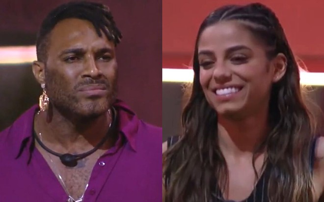Montagem de fotos com Fred Nicácio e Key Alves no BBB 23, da Globo