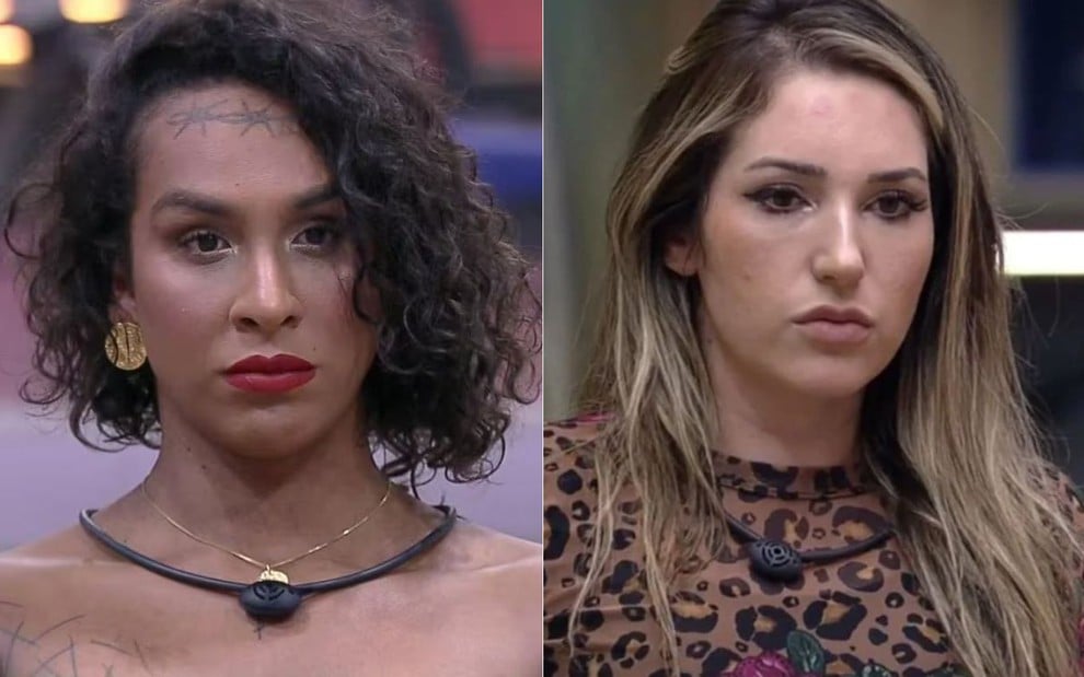 Montagem com fotos de Linn da Quebrada e Amanda Meirelles em suas respectivas edições do BBB