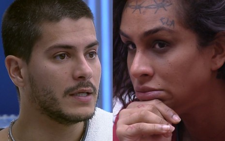 Montagem com Arthur Aguiar e Linn da Quebrada no BBB 22