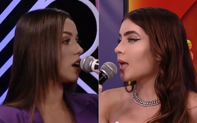 Montagem com imagens de Larissa Tomásia (à esq.) e Jade Picon em participação no Fora da Casa