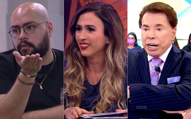 Montagem com Tiago Abravanel, Tatá Werneck e Silvio Santos