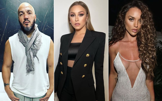 Montagem de fotos de Belo, Carla Diaz e Rafa Kalimann, que estarão na Dança dos Famosos
