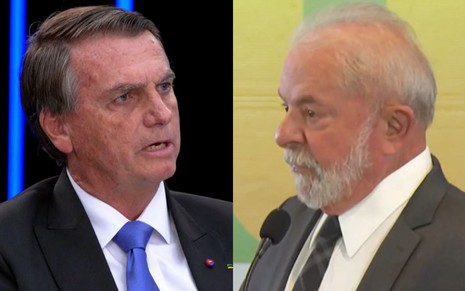 Montagem com Jair Bolsonaro (PL) e Luiz Inácio Lula da Silva (PT)