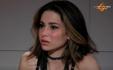 Bruna Gomes chora em momento de desabafo no programa Big Brother Famosos