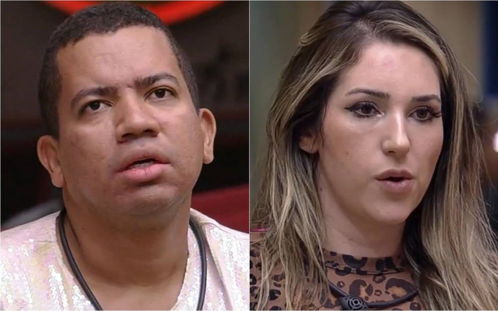 Montagem de fotos de Bruno Nogueira e Amanda Meirelles