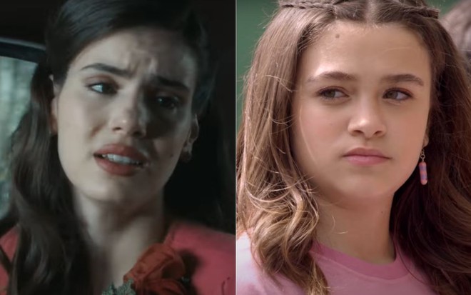 Montagem de Marê (Camila Queiroz) em Amor Perfeito e Julieta (Vittória Seixas) em A Infância de Romeu e Julieta, do SBT