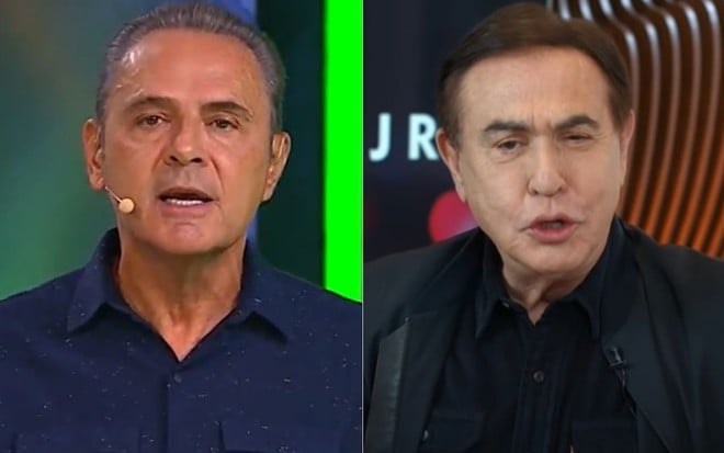 Montagem de fotos com Luis Roberto no Seleção do Samba e Amaury Jr. em seu programa na RedeTV!