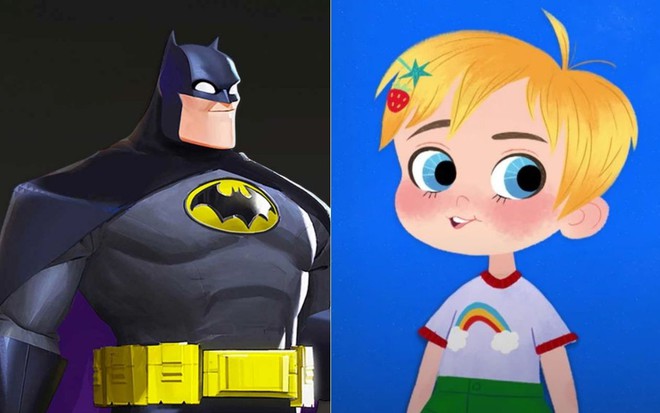 Montagem com imagens de Batman no desenho Batwheels e Ellen DeGeneres em Little Ellen