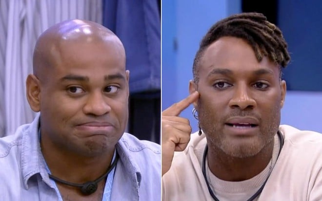 Montagem com Cezar Black à esquerda e Fred Nicácio à direita no BBB 23