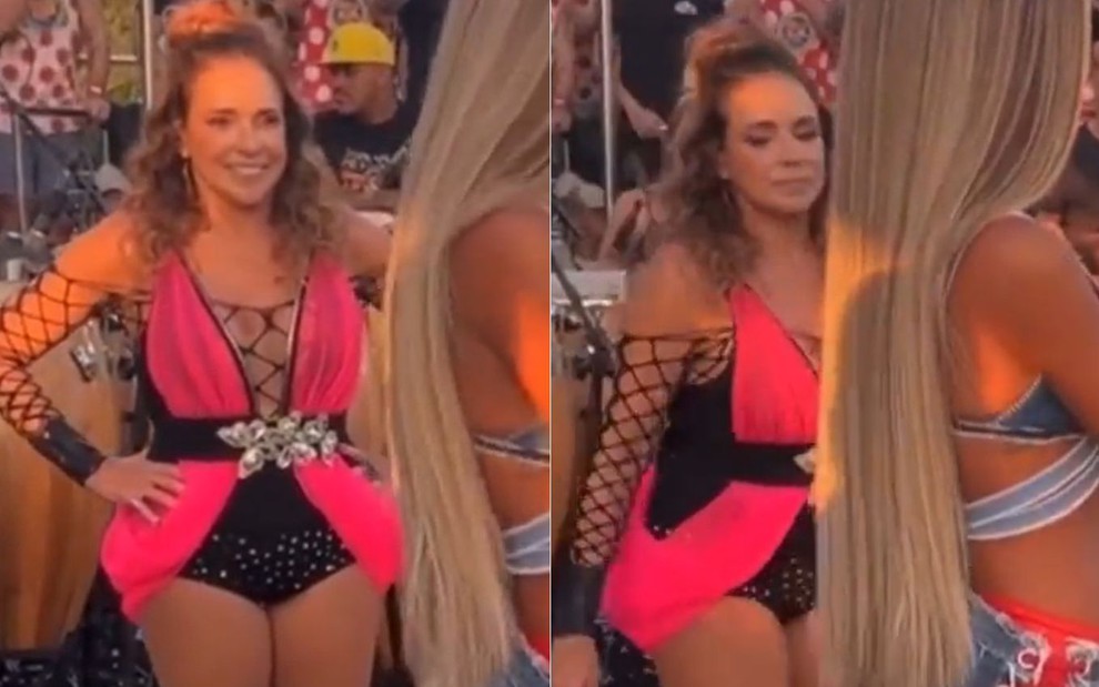 Daniela Mercury foi flagrada em uma olhada indiscreta para o bumbum de Brunna Gonçalves