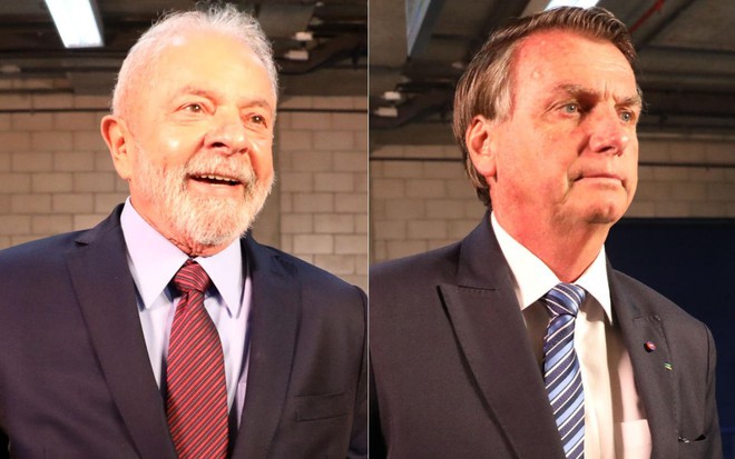 Montagem de fotos com Luiz Inácio Lula da Silva (PT) e Jair Bolsonaro (PL) nos bastidores da Globo
