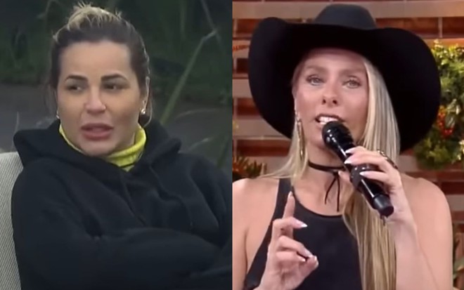 Montagem com Deolane Bezerra e Adriane Galisteu em A Fazenda 14