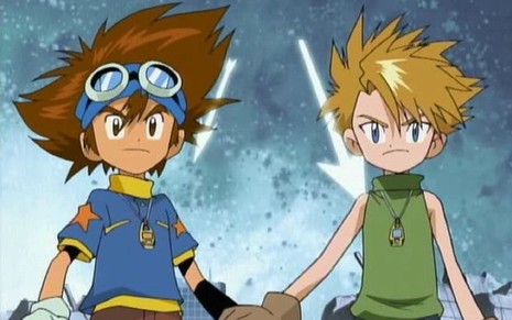 Tai e Matt, protagonistas de Digimon, em cena do desenho