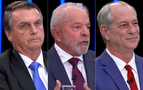Montagem com Jair Bolsonaro, Lula e Ciro Gomes