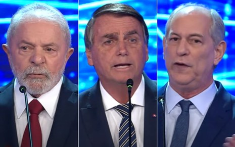 Montagem com Lula, Jair Bolsonaro e Ciro Gomes