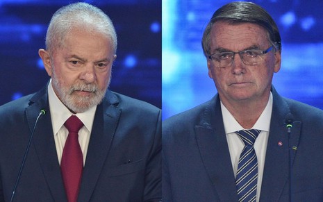 Montagem com Lula e Jair Bolsonaro no debate da Band no primeiro turno