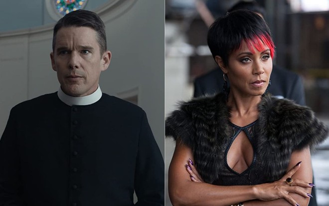 Montagem com Ethan Hawke em cena do filme Fé Corrompida e Jada Pinkett-Smith em cena da série Gotham