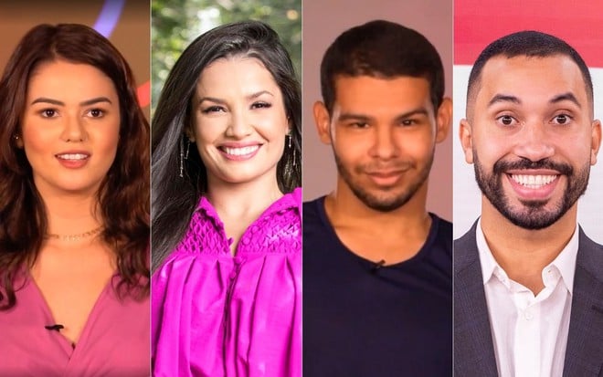 Montagem com quatro participantes do BBB: Eslovênia, Juliette, Vinícius e Gilberto