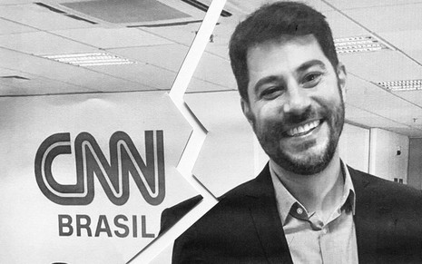 Imagem de Evaristo Costa, em preto e branco, rachado com a logo da CNN Brasil