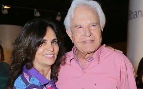 Fátima Sampaio e Cid Moreira no show do Roberto Carlos em 2014, no Citibank Hall, em São Paulo