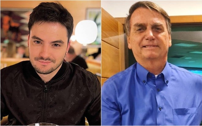 Montagem de fotos de Felipe Neto e Jair Bolsonaro