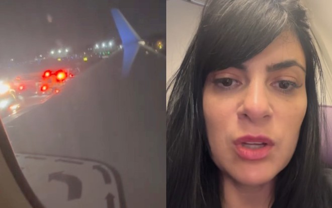 Na montagem: Asa de avião (à esquerda) e Fernanda Brum (à direita)
