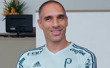 Fernando Prass com um sorriso em uma entrevista para a ESPN antes de sair do Palmeiras em 2019