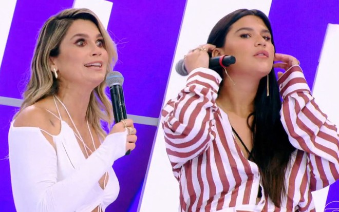 Flávia Alessandra (à esquerda) e Giulia Costa (à direita) no Caldeirão