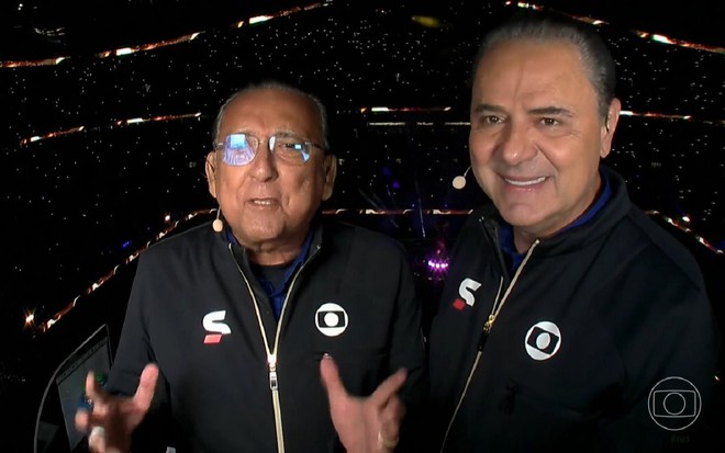 Galvão Bueno e Luis Roberto juntos em transmissão da Copa do Mundo