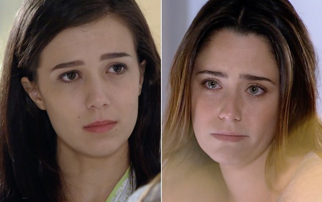 Montagem com a atriz Marjorie Estiano como Manuela à esquerda e a atriz Fernanda Vasconcellos como Ana à direita em cena de A Vida da Gente