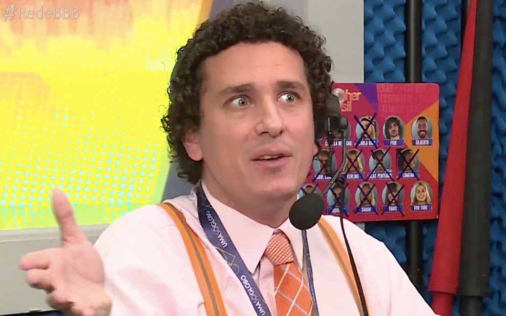 O comediante Rafael Portugal no CAT BBB do Big Brother Brasil, da Globo, em 2021