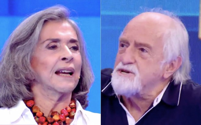 Montagem de fotos com os atores Betty Faria (à esq.) e Ary Fontoura (à dir.) no Caldeirão deste sábado (30), na Globo