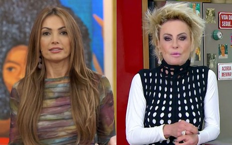 Montagem de fotos com Patrícia Poeta e Ana Maria Braga em seus programas na Globo