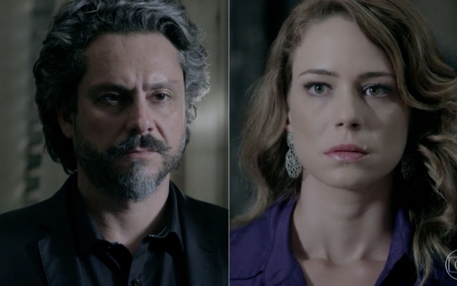 Montagem de fotos com os personagens José Alfredo (Alexandre Nero, à esquerda) e Cristina (Leandra Leal) em cena da novela Império, da Globo
