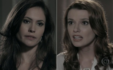 Montagem de Carmen (Ana Carolina Dias) séria diante de Helena (Júlia Fajardo) em cena de Império