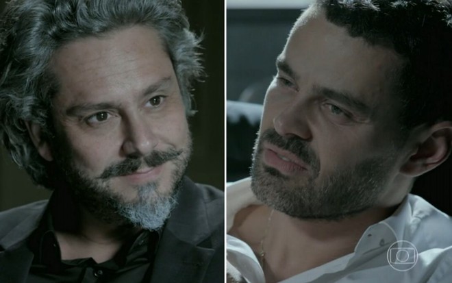 Montagem dos atores Alexandre Nero e Carmo Dalla Vecchia como José Alfredo e Maurílio de Império