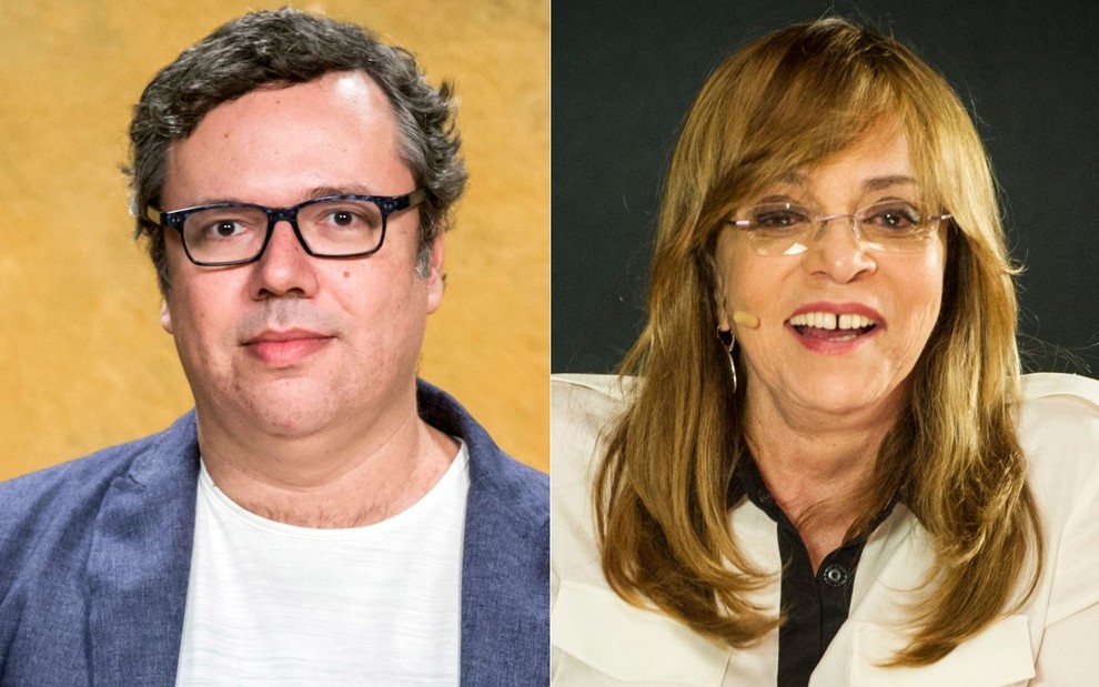 Montagem com João Emanuel Carneiro à esquerda e Gloria Perez à direita