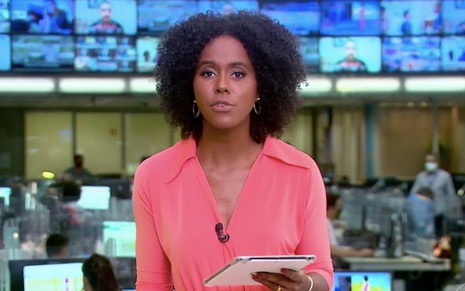 A apresentadora Maria Júlia Coutinho no Jornal Hoje, da Globo