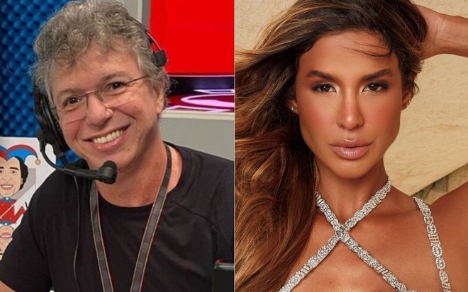 Montagem com fotos de Boninho e Kerline Cardoso